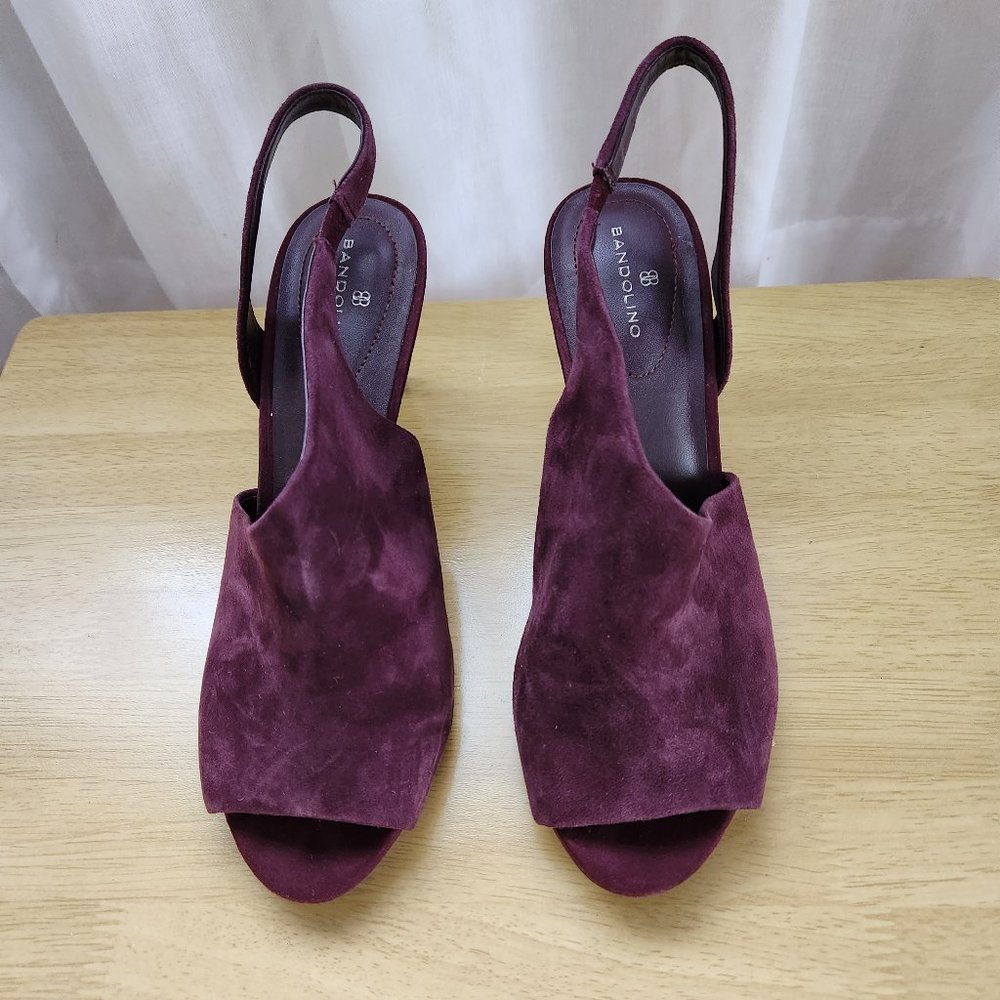 Bandolino Jamine Sling Back Suede Heel, Wine color, Size 10M, 3 in Heel, New
